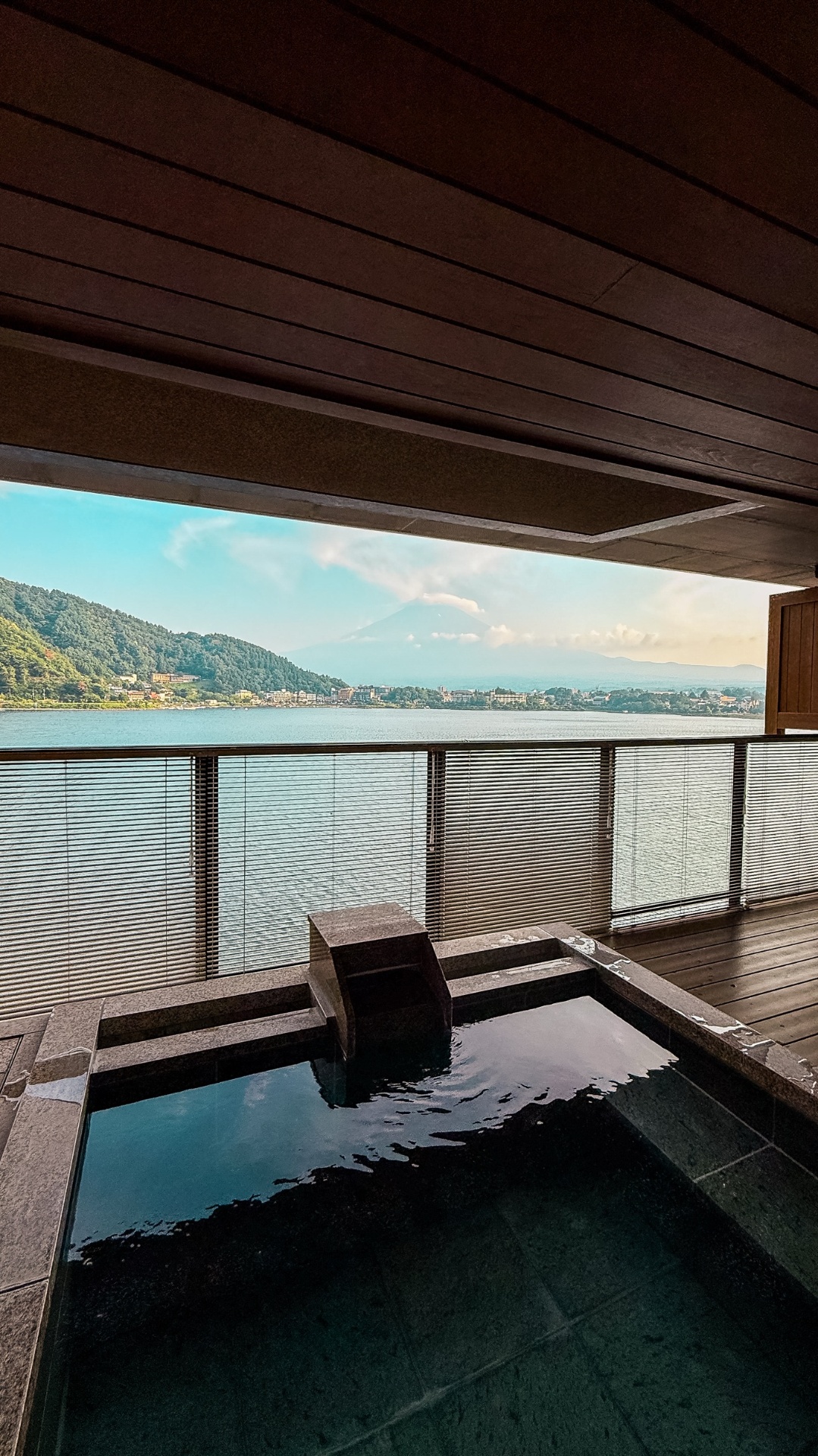 Private open-air onsen at Ubuya ryokan with Mount Fuji views