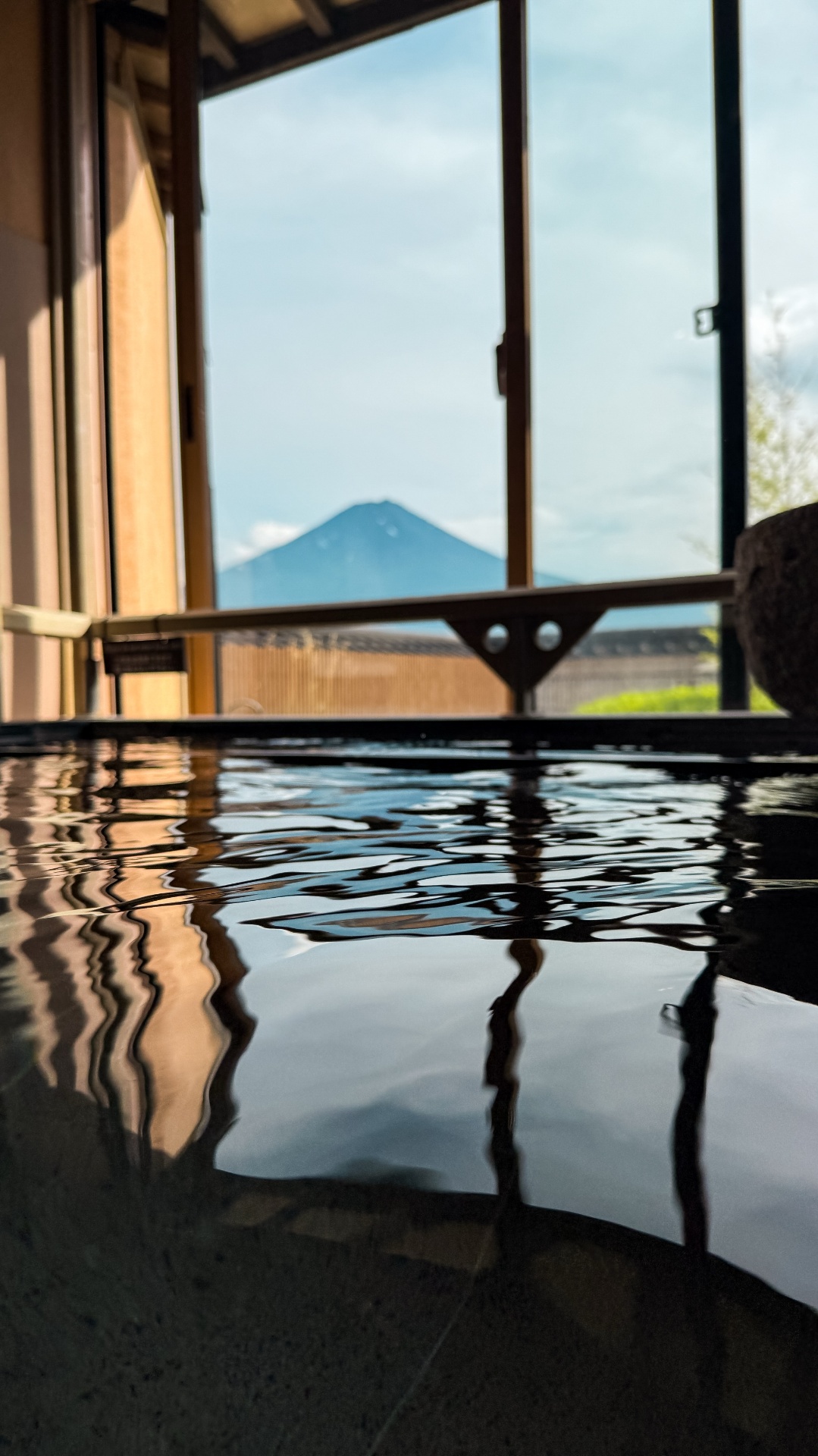 Onsen bath with a view — recovering after the climb