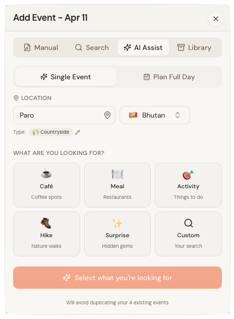 AI Assist — category selection